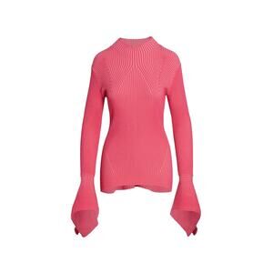 Acler 'Sanders' Pink Nylon Skivvy Rib-Knit Sweater Size 2